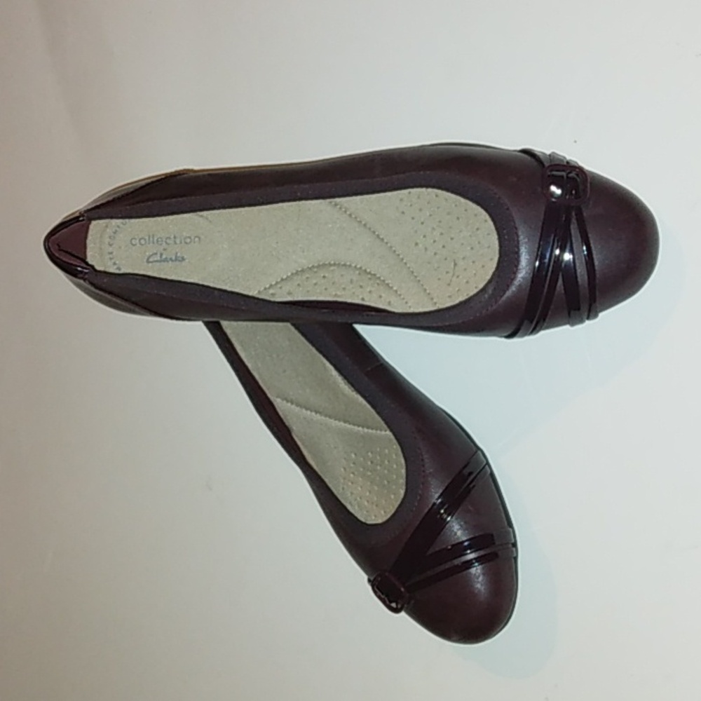 Clarks Sara Tulip Women’s Burgundy Leather Flats Sz 10W